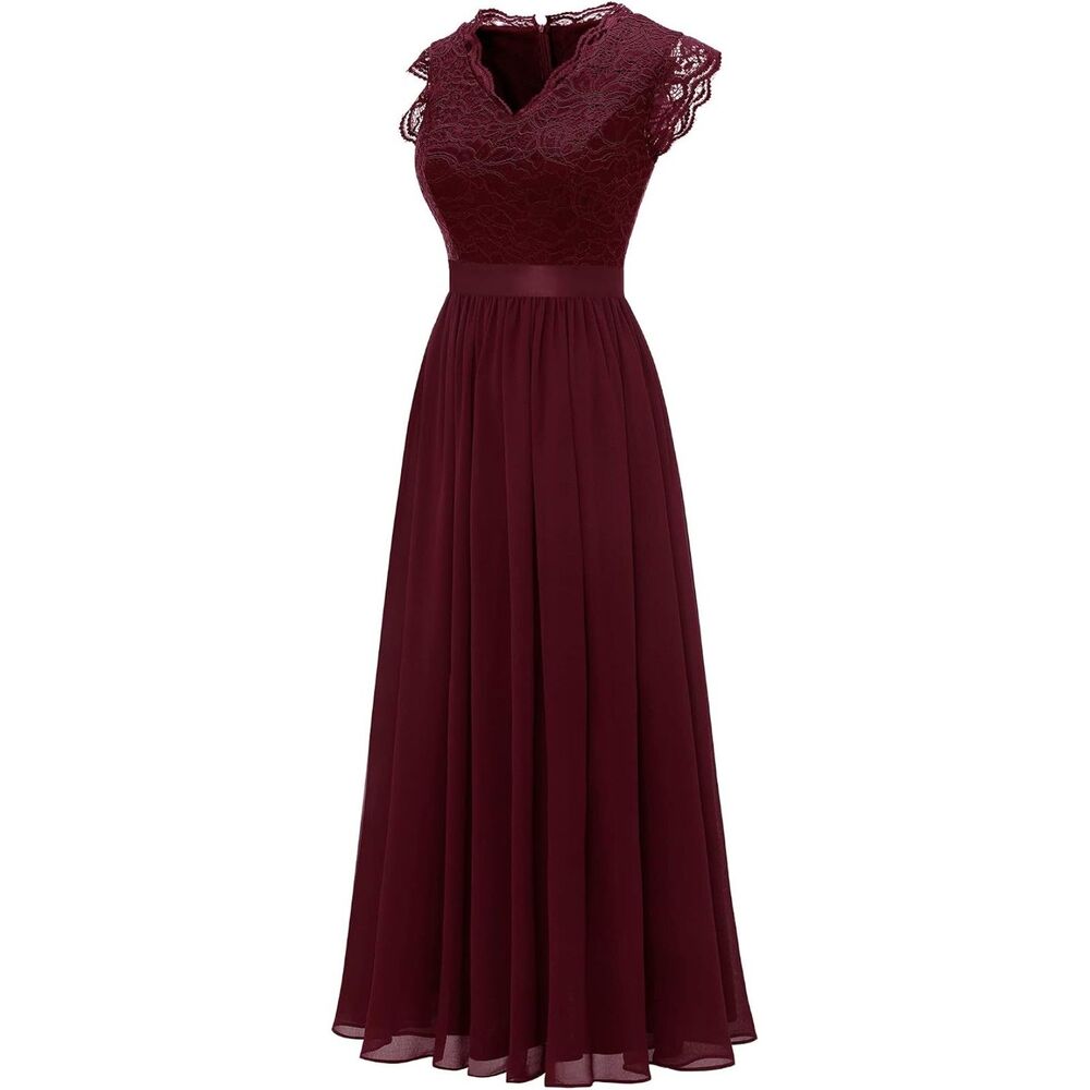 Dressystar Floral Lace Maxi Dress Elegant Wedding Guest Formal Gown